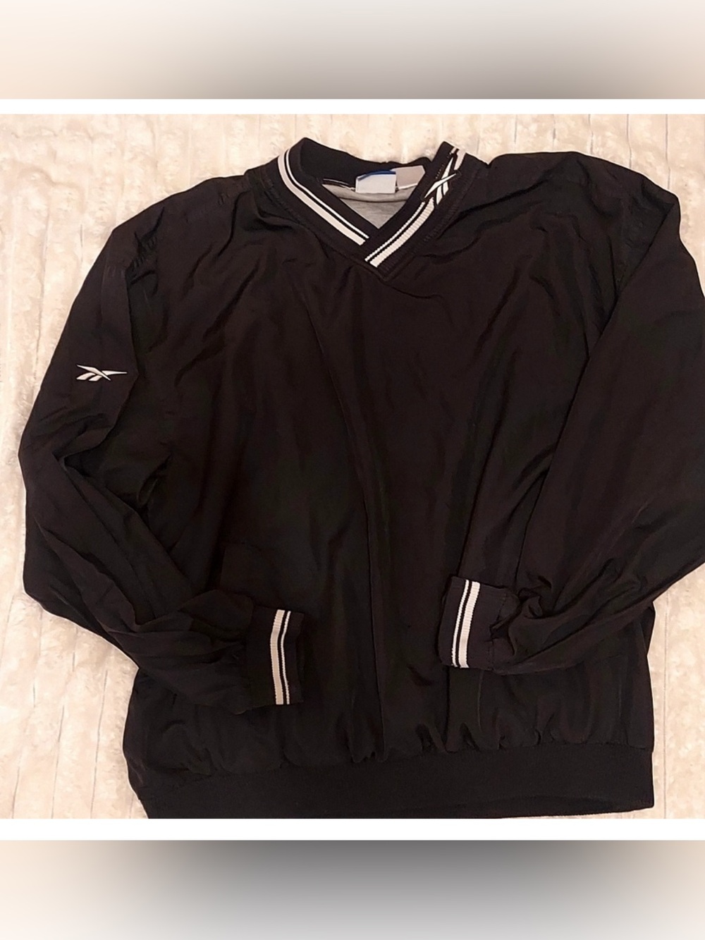 Reebok Black Pullover Windbreaker with White Trim